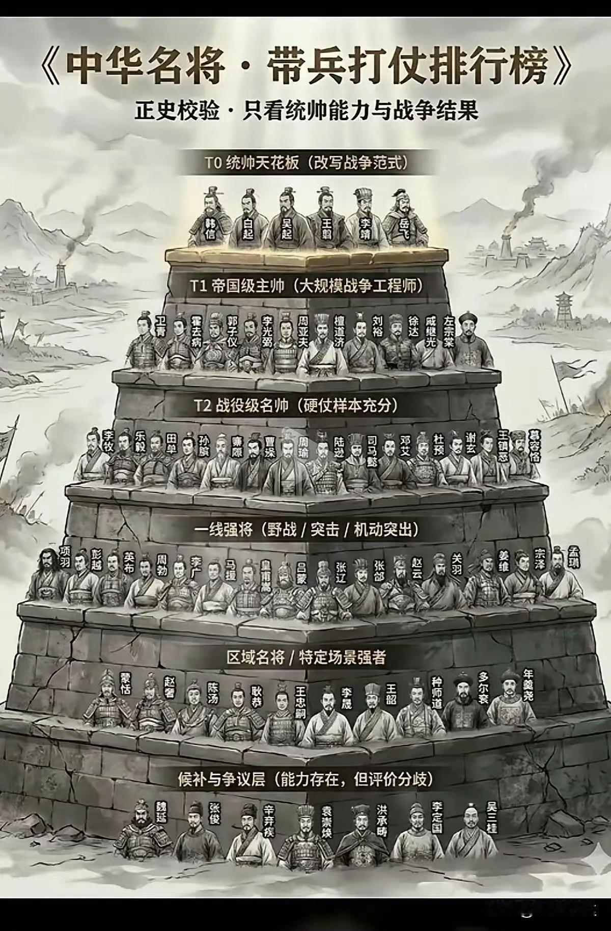 华夏名将排行榜。你认可么？名将排行榜历史名将古代将领排行古代十大将帅华