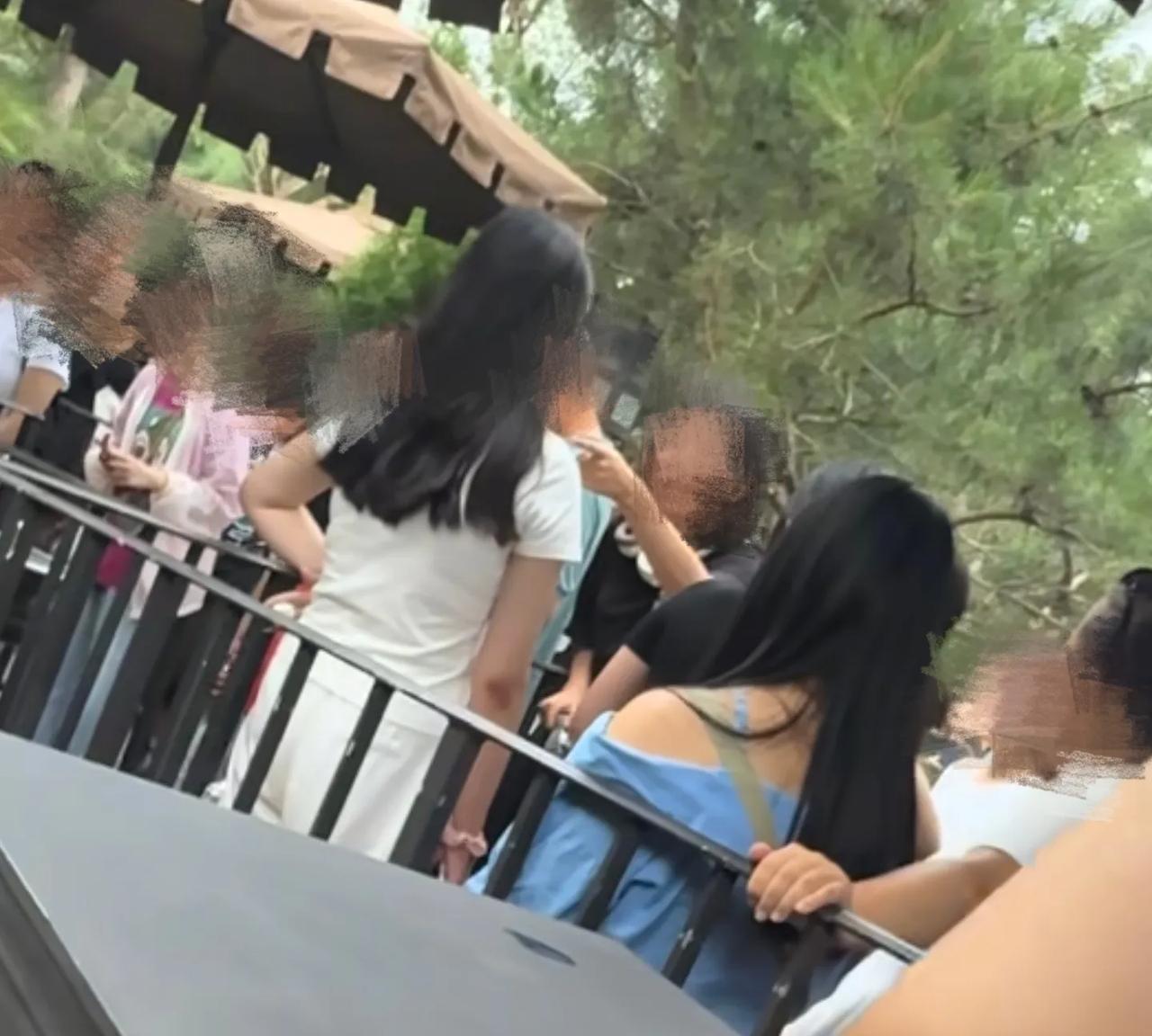 刷到一个非常难绷的视频，北京某主题乐园排队区发生偷拍指控，两位女生质疑前方黑衣游