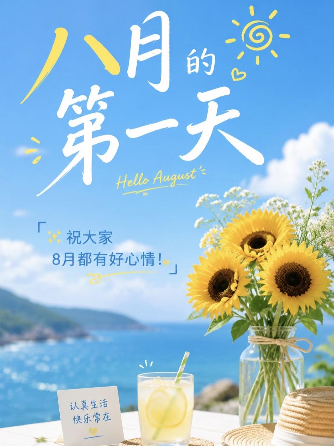 早安~新的一月，新的开始，八月你好🍄🌷²⁰²⁶/₀₈.₀₁ᵕ̈🌷🍄新的