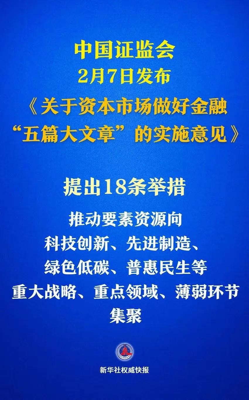 周末，证监会发布了《关于资本市场做好金融“五篇大文章”的实施意见》！……………