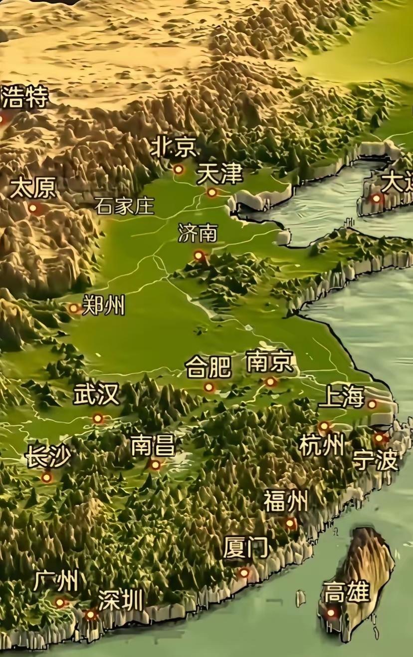 看到这张地形图恍然大悟！如果不是改革开放打开了国门，东南沿海的几个省份还真不是好