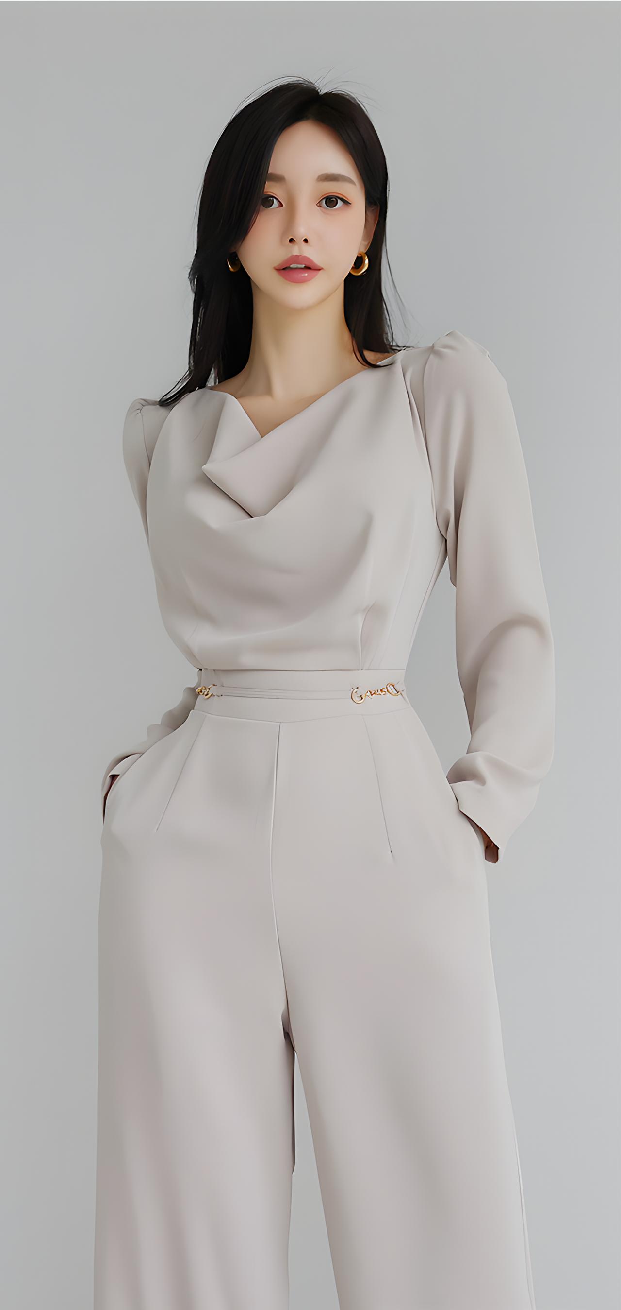 优雅米色套装，简约而不失时尚感，搭配金色腰带，尽显高级感！