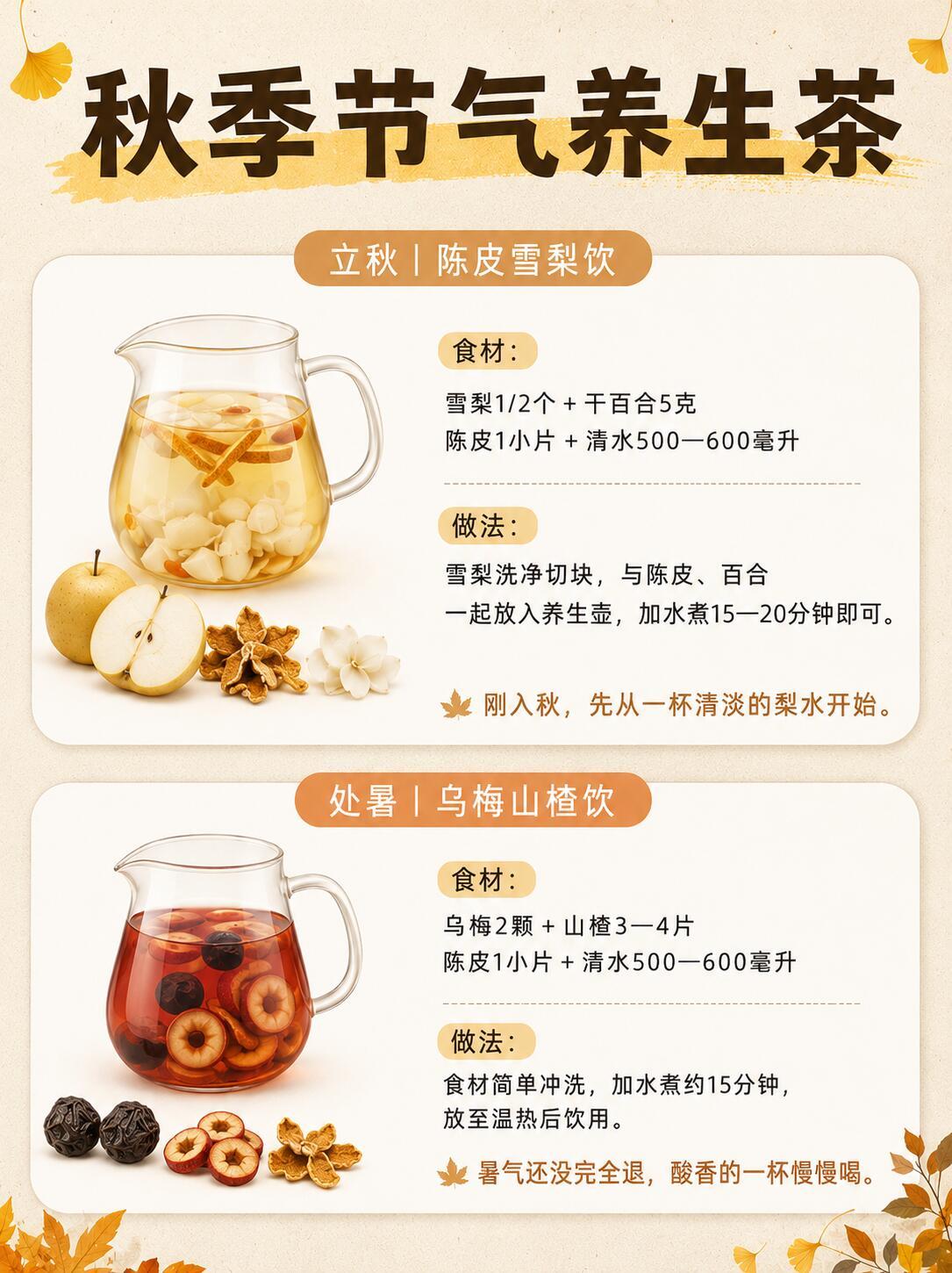 从立秋喝到霜降🍂秋天6杯顺时茶，照着喝不踩坑一入秋就被问爆：秋天到底该喝什么养