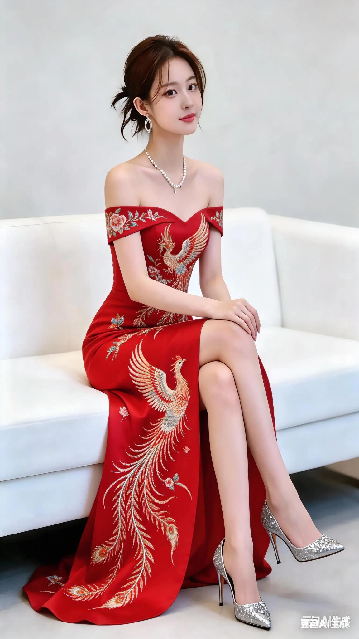 犹如清澈的溪水，静静地流淌在山间，她的容颜犹如明亮的星辰，优雅的举止和迷人的