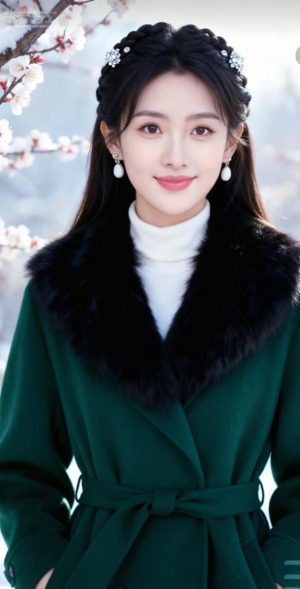 雪中美人笑，花间玉人妆。