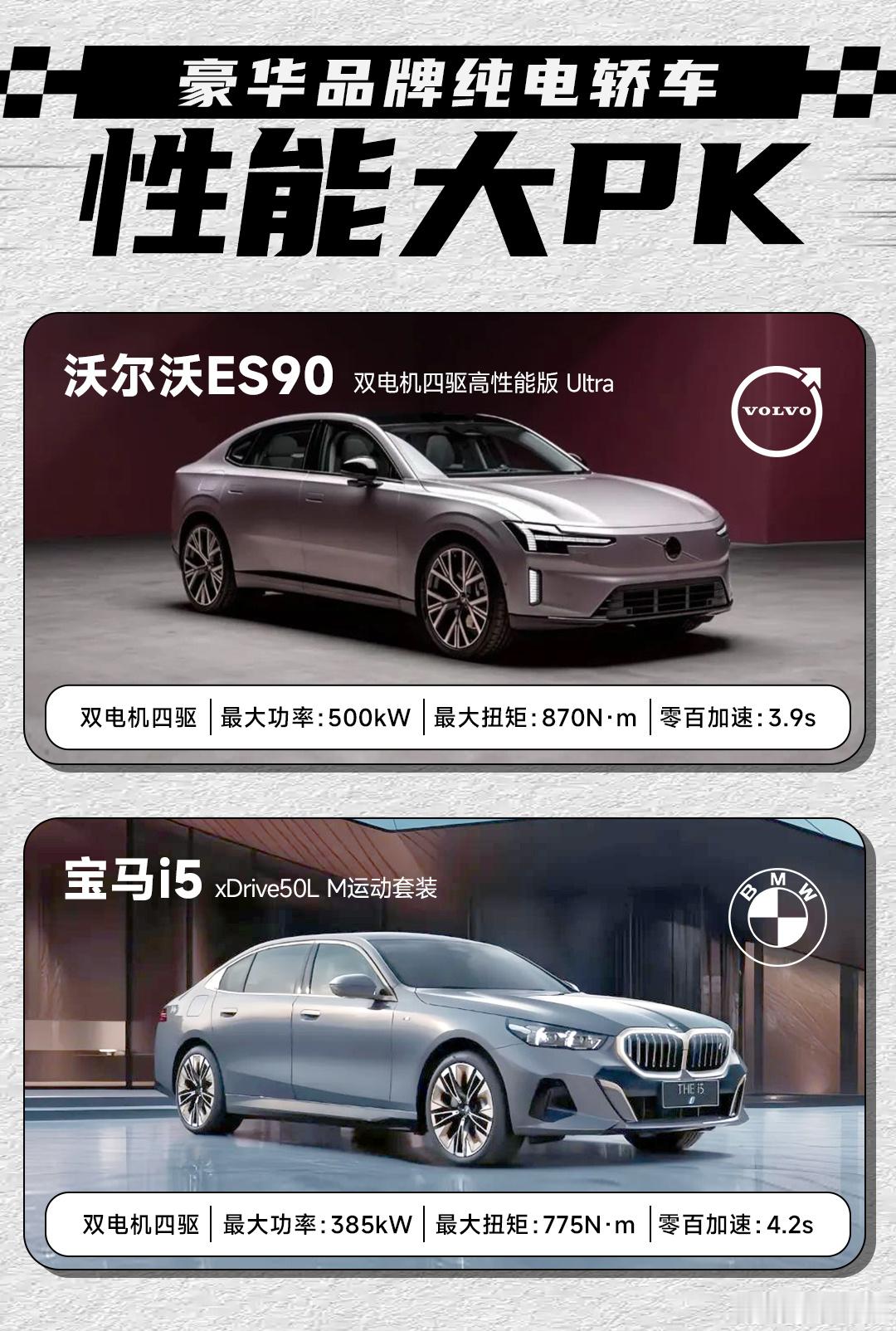 40万级纯电轿车怎么挑🚙📝40万上下豪华纯电轿车两台热门选手📊沃尔沃ES90对比宝马i5，多维