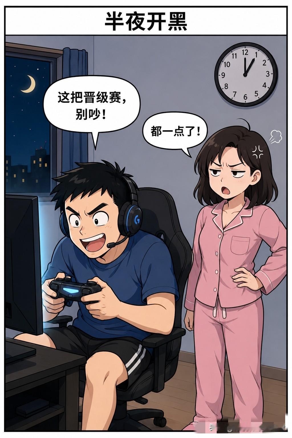 趣味漫画：老公熬夜打游戏打得正起劲，老婆生气直接拔了电源，老公委屈大喊：你怎么能