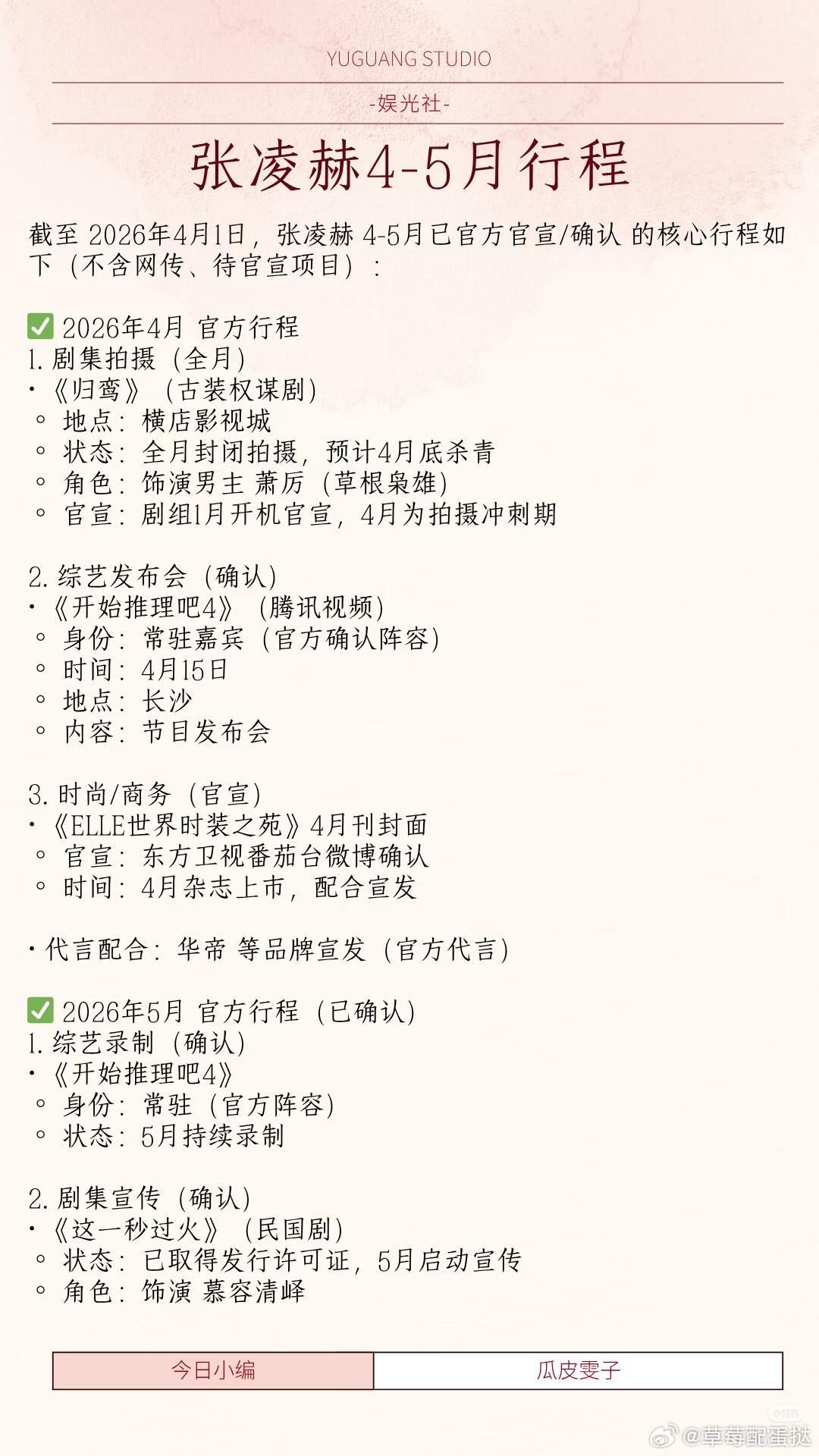 张凌赫的行程张凌赫‖张凌赫