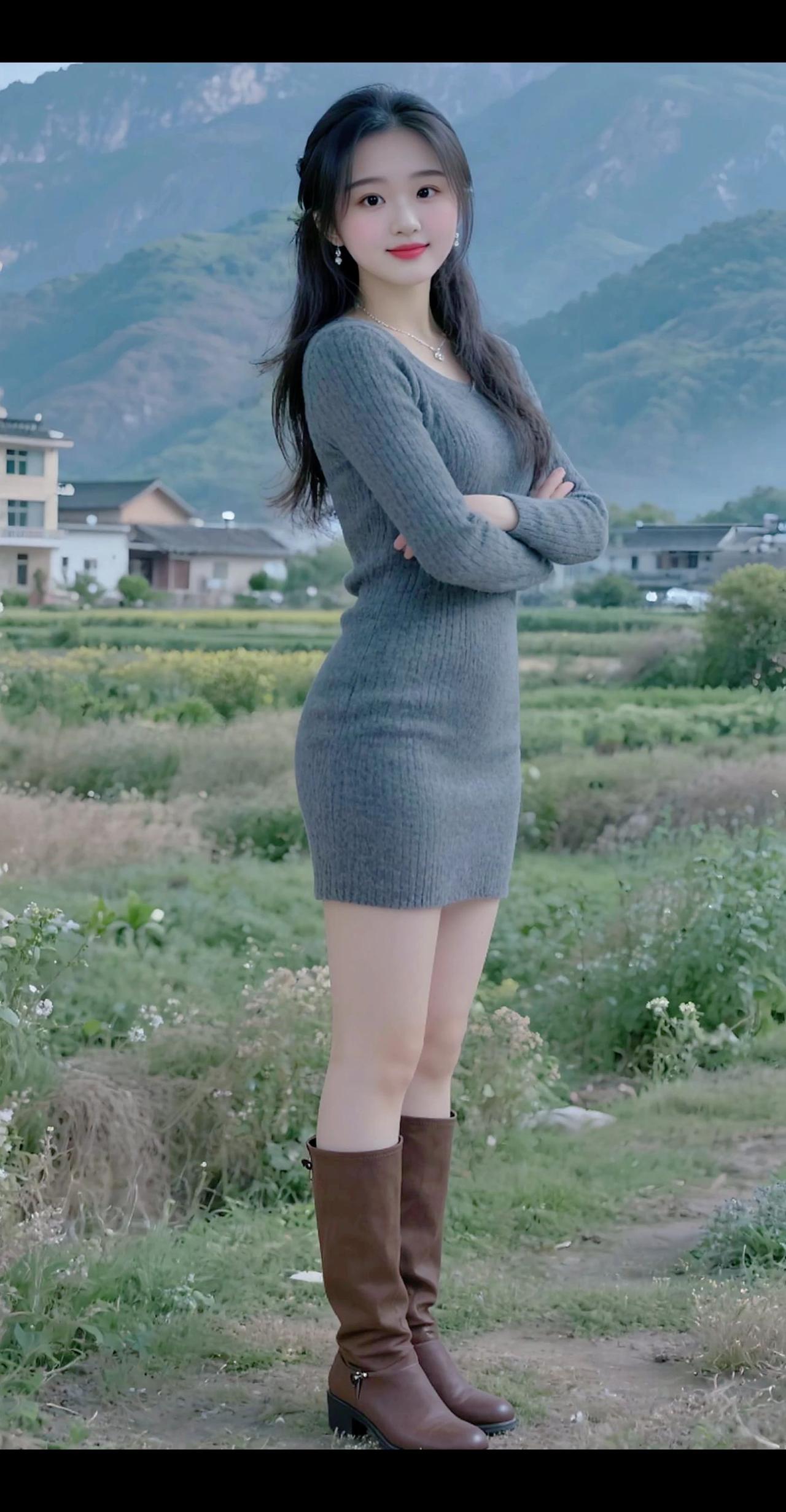 气质美女大长腿小短裙山里姑娘村里的姑娘