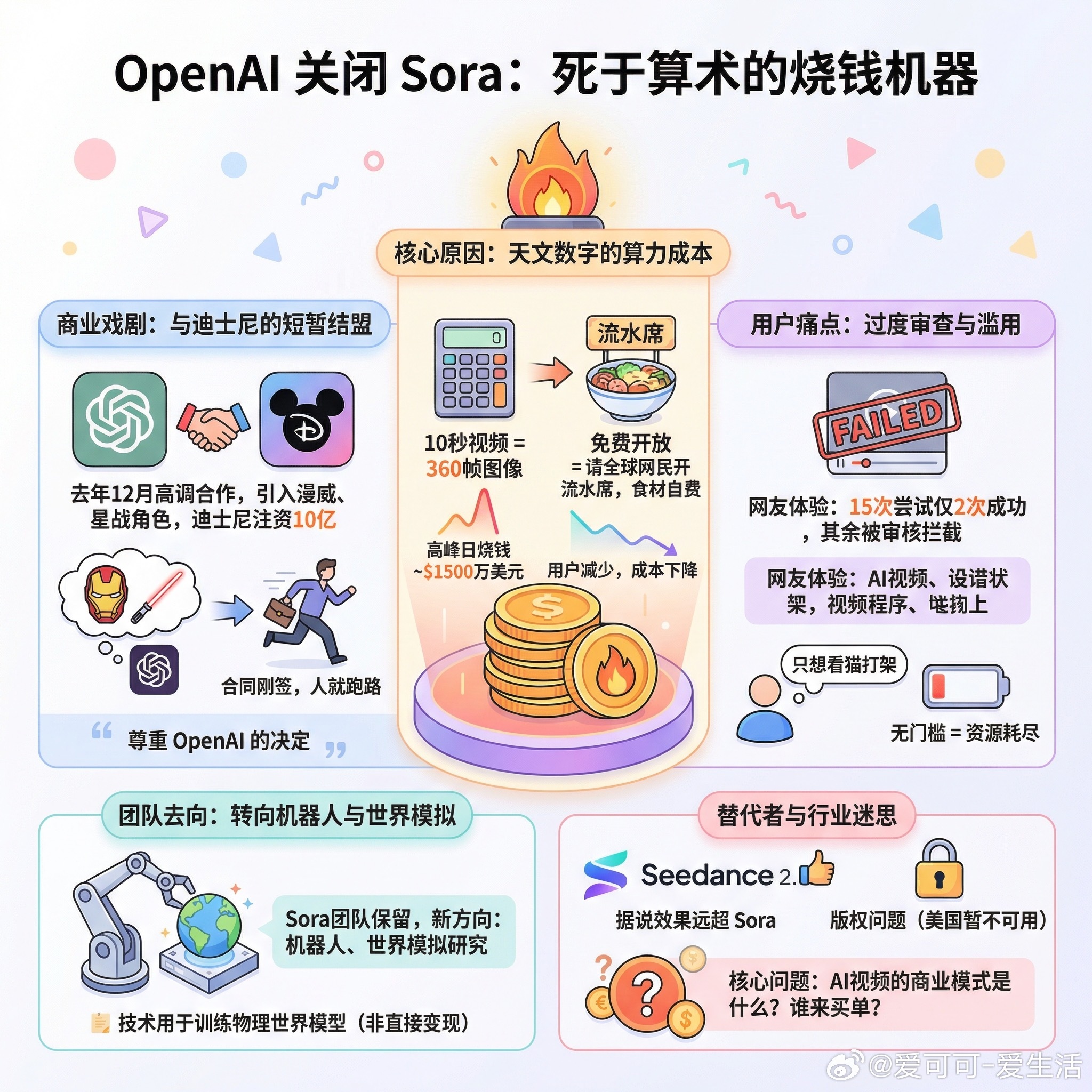 【OpenAI关掉了Sora，每天烧50万美元的视频机器】快速阅读：OpenA