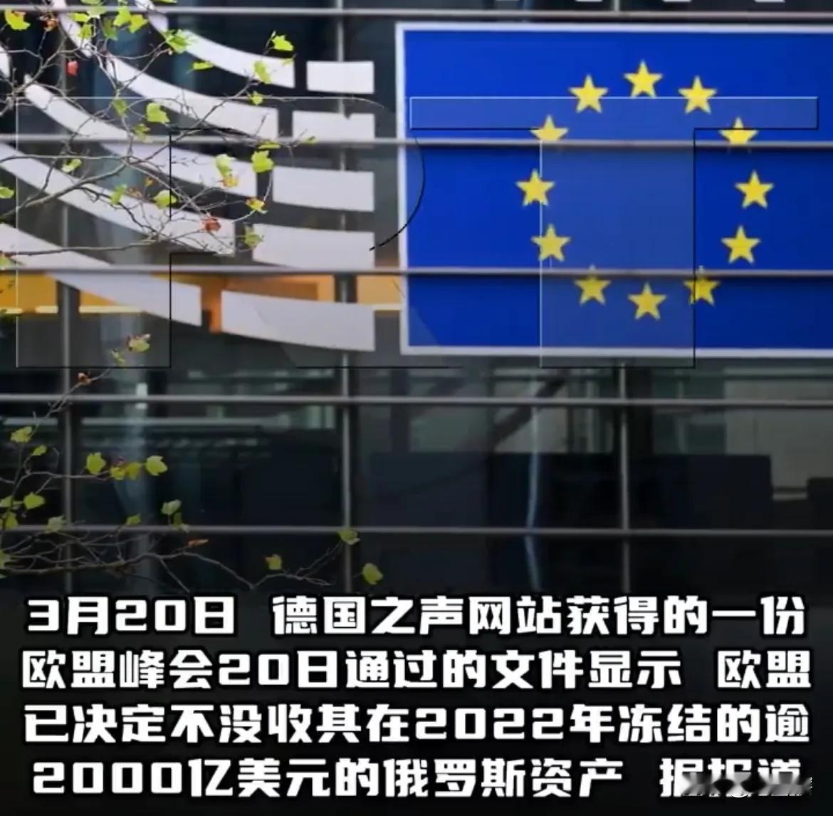 【欧盟‘’让步‘’，决定不对俄罗斯资产进行没收】据俄罗斯媒体消息，由于担心法