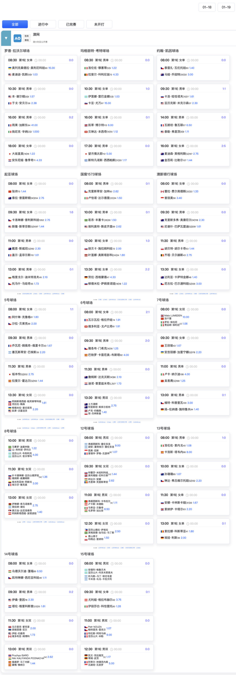 【澳网2026第3️⃣比赛日赛程（1月20日）】🇨🇳中国力量起亚球场第一场