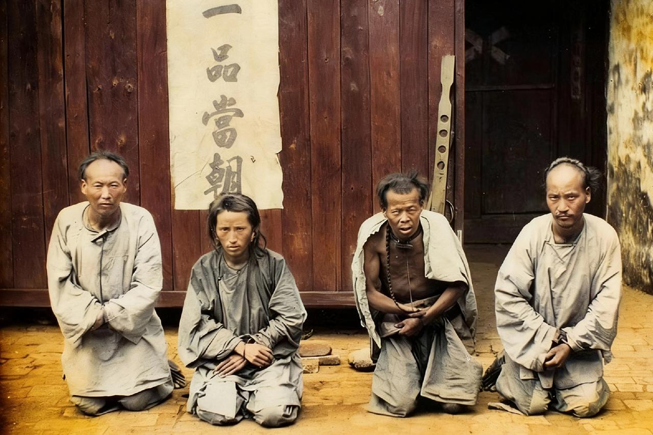 这不是剧照，而是1895年“古田教案”发生后，被清军逮捕的起义者，照片中跪在地上