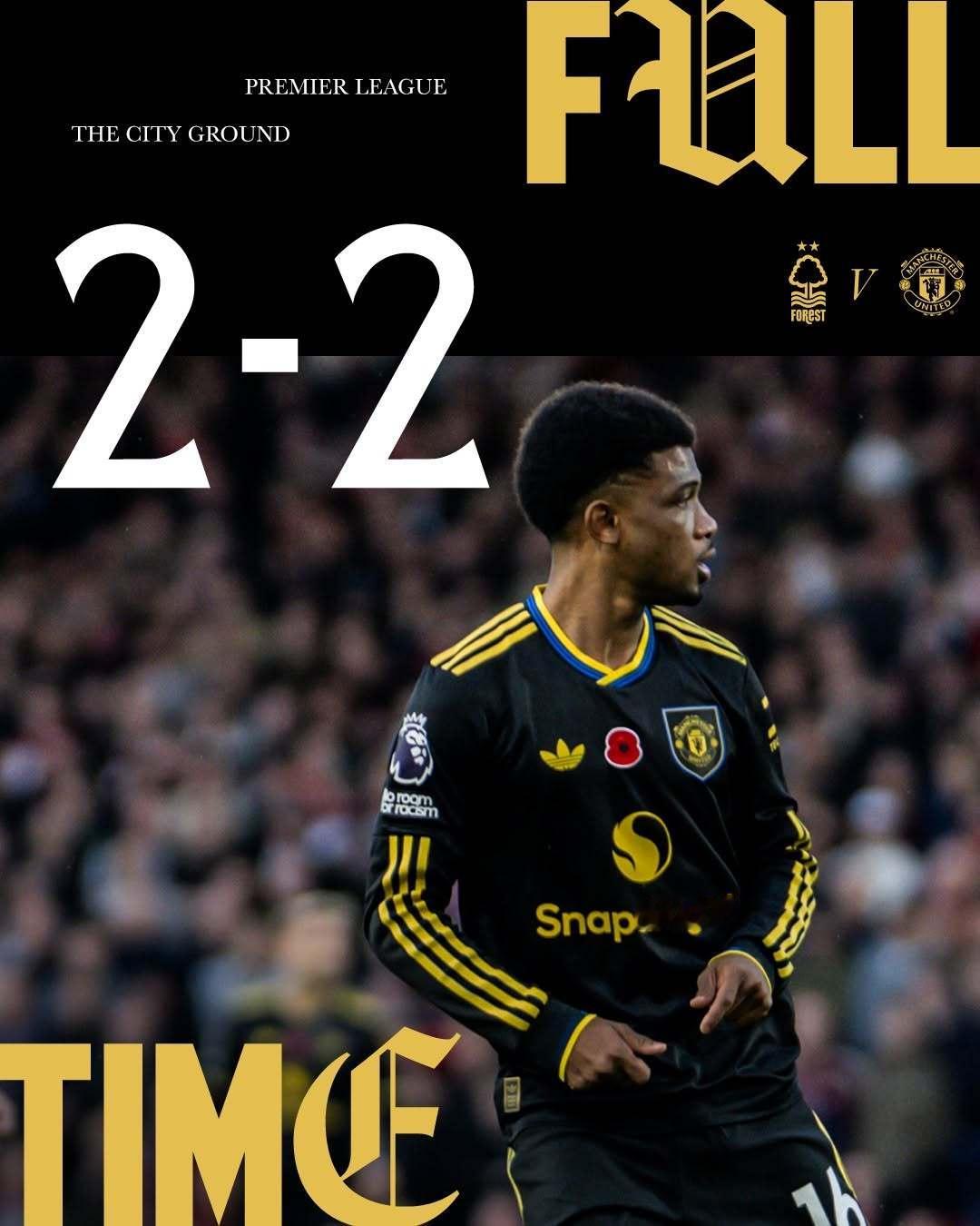 连胜的势头戛然而止，好在最后抢回了1分，你魔别飘啊诺丁汉森林vs曼联​