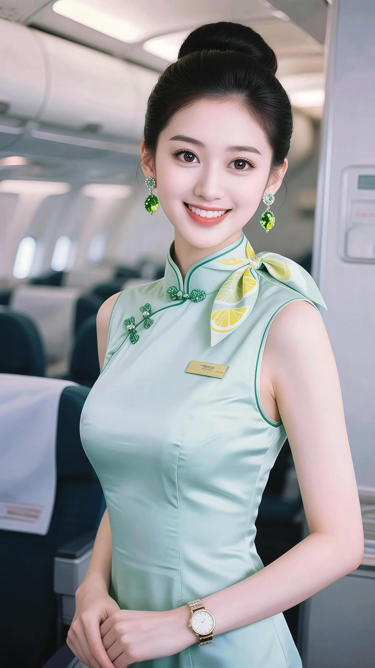 空姐的优雅微笑机舱内的温馨氛围气质高雅气质空姐中国风