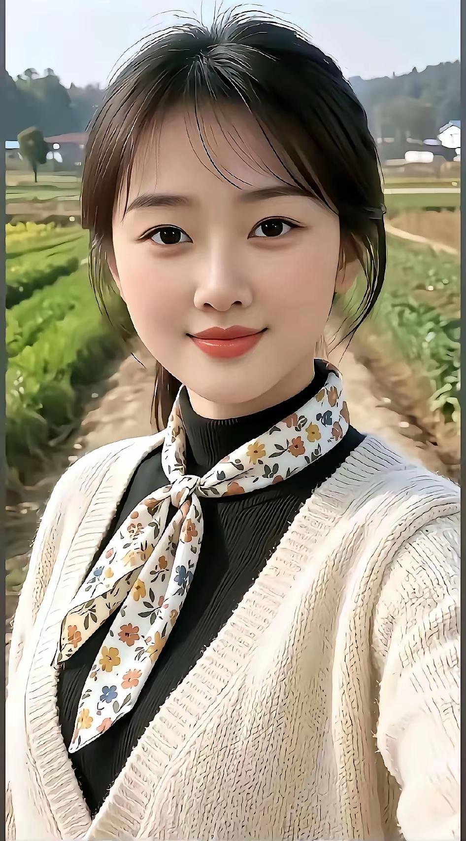 田园少女风，花裙与毛衣的完美搭配，甜美笑容，自然清新！🌸💐🌼