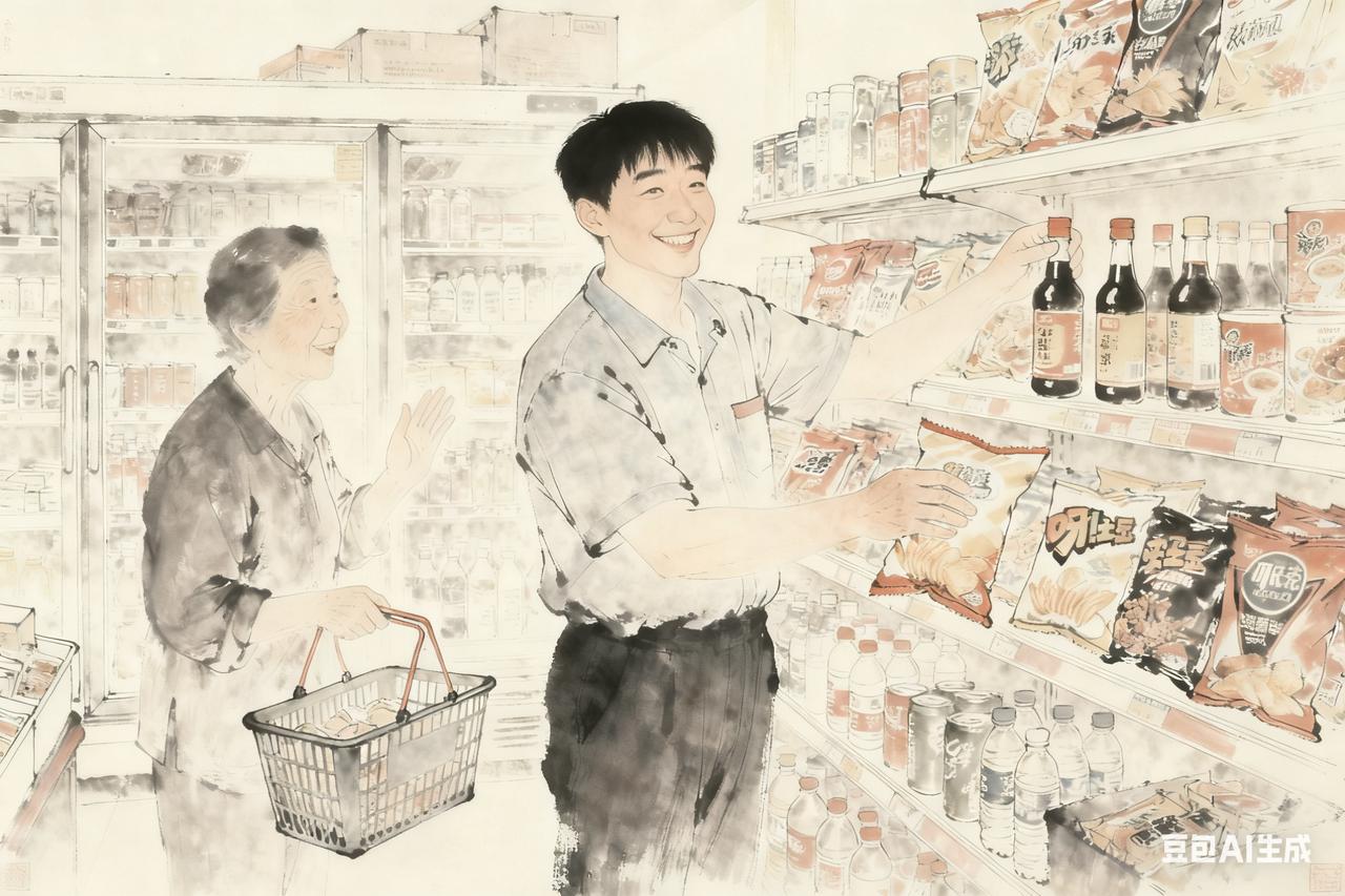 邻居一天有三份收入。我的邻居他开了一个食杂店，有空就在食杂店里坐着卖卖东西，