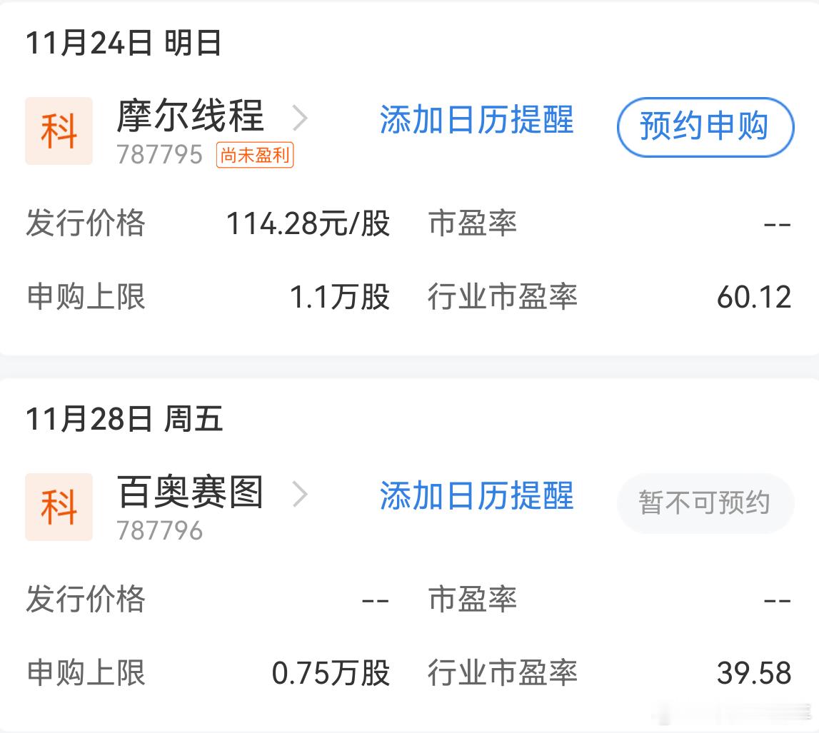 下周，有两只新股申购