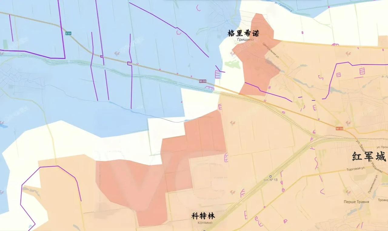 俄军中部集群在格里希诺取得了新的进展，占领了大部分镇子区域，将乌军压缩到了镇子西