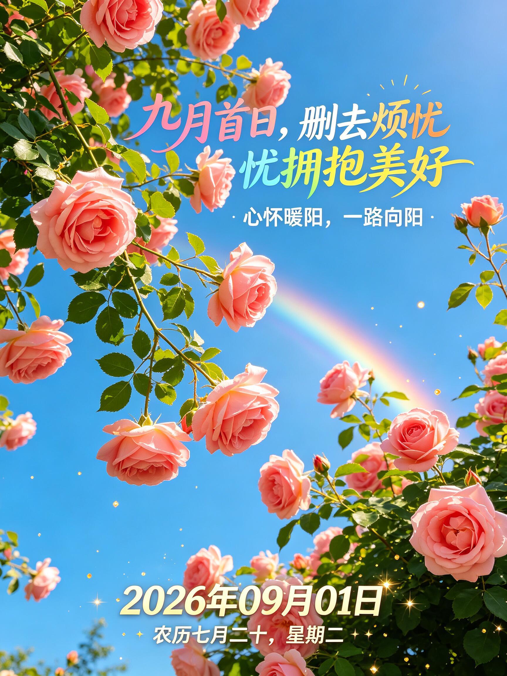 2026.9.1九月你好周二早安祝福图片海报壁纸拿图吱一声噢～九月你好八月再见
