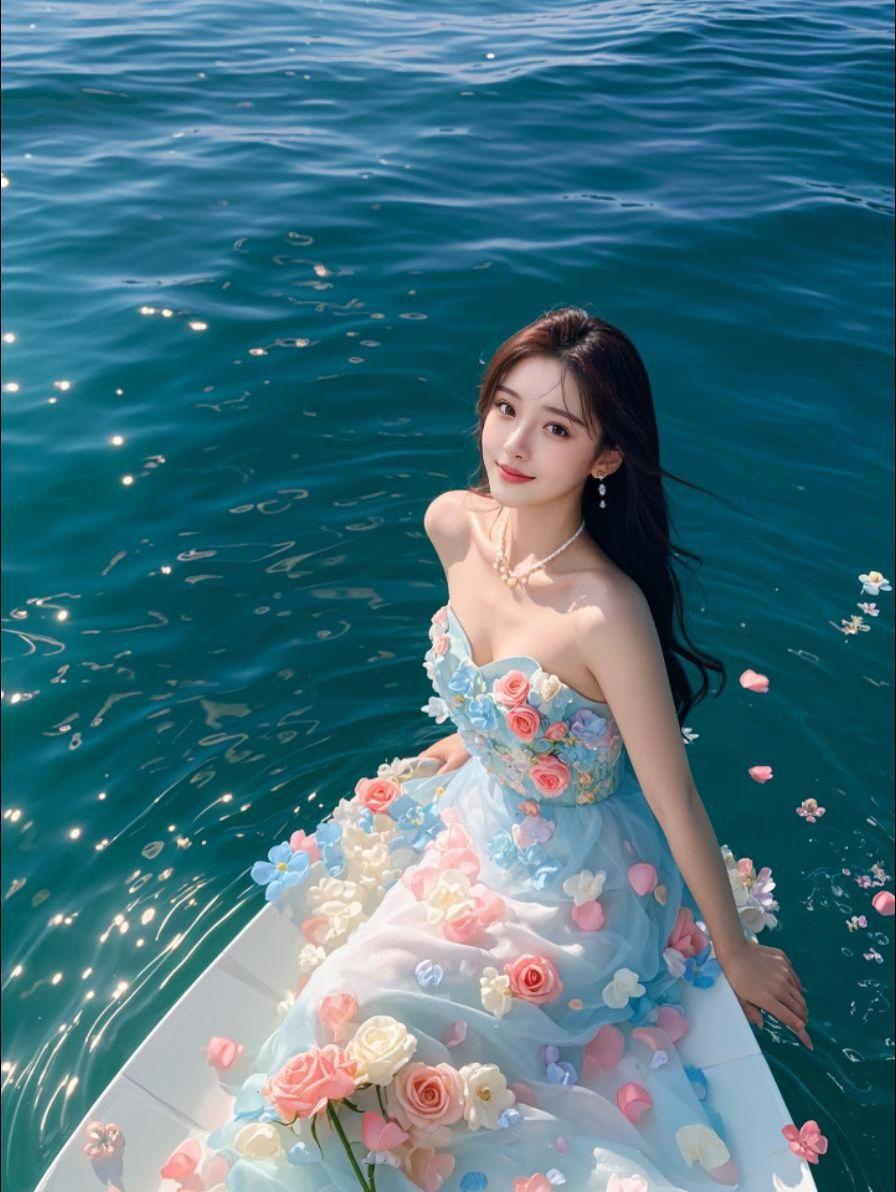 AI波光花畔影 原来ai写真可以这么美 人生总得有一套ai写真吧 谁拍...