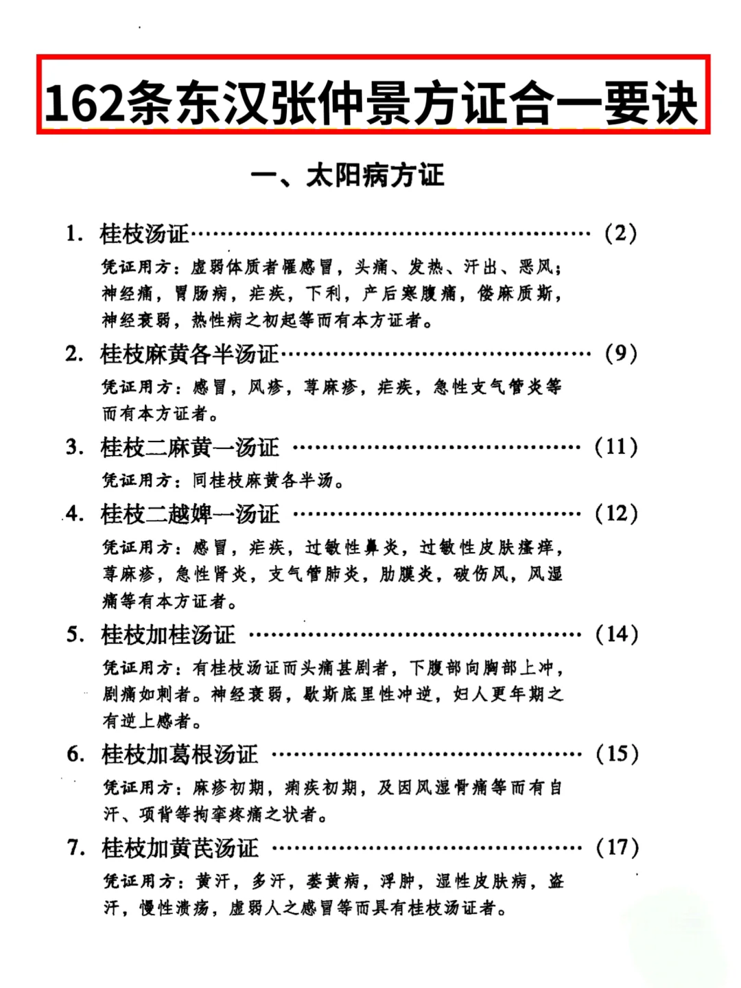 162条“东汉张仲景方证合一”要诀