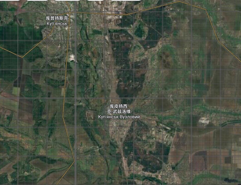 俄乌冲突库皮扬斯克地图俄军实控大概就这样了，其他地区犬牙交错，包括一些属于灰色