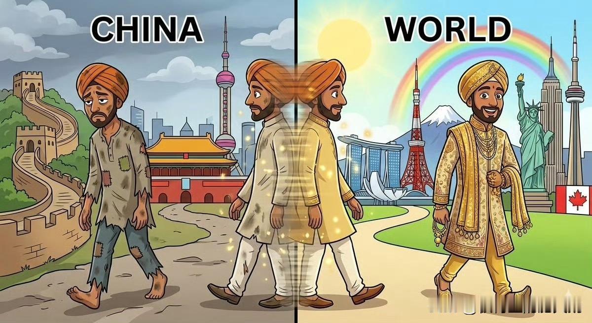 凡是去中国的印度人，下辈子都是达利特。凡是去新加坡日本美国加拿大的印度人，下辈