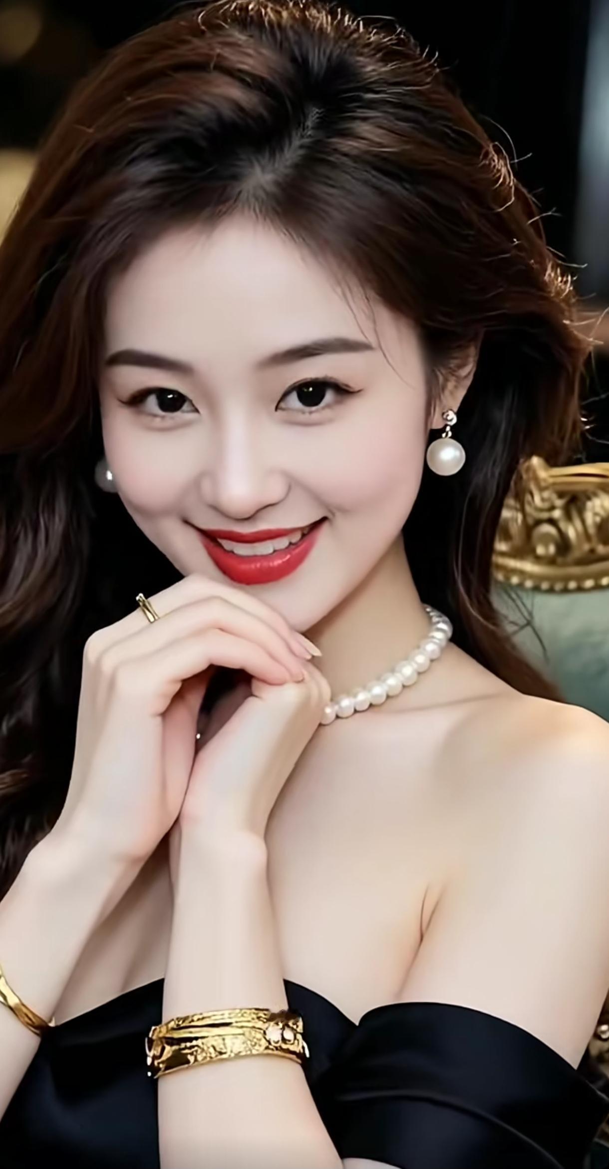 优雅气质，珍珠与金饰的完美搭配，尽显高贵魅力！💎✨分享一张最近随手拍的照片珍