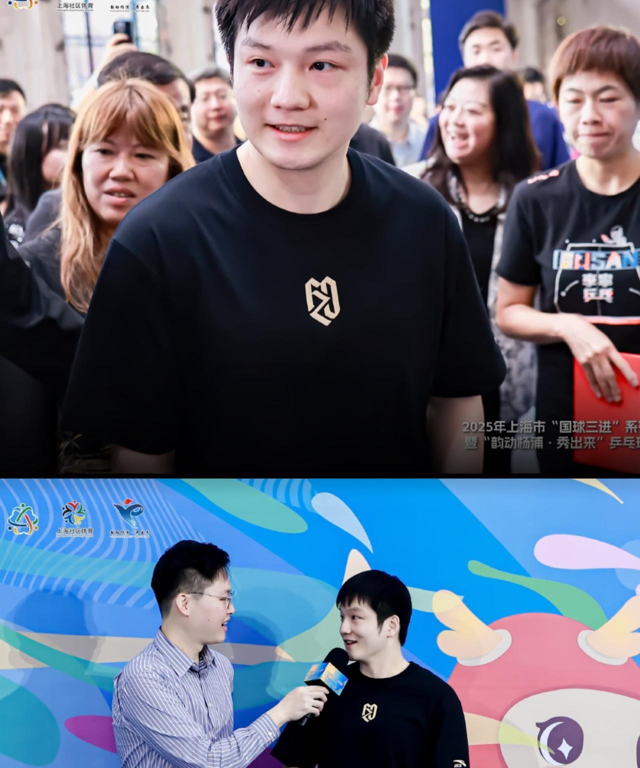 樊振东回来了没想到樊振东这几天在上海的表现，简直不要太好他的笑容比以前更加灿烂