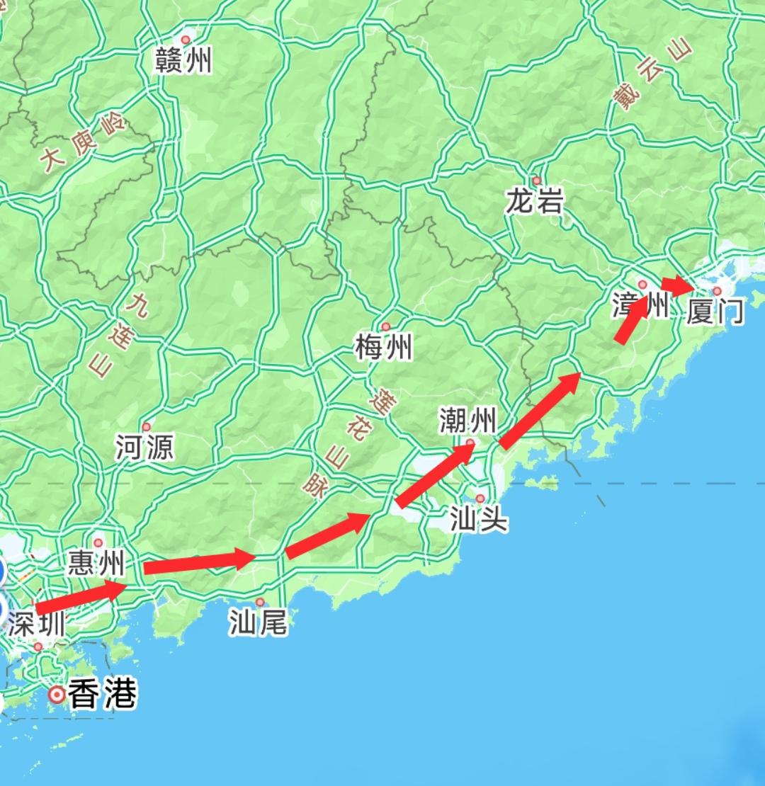 深圳到厦门高铁线路才有514公里长，要三四个小时，真的太慢了。这个时速平均下来才