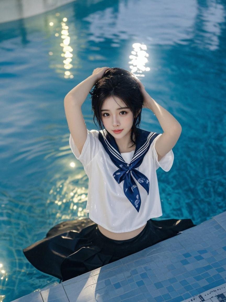 泳池水手写真 原来ai写真可以这么美 人生总得有一套ai写真吧 谁拍谁...