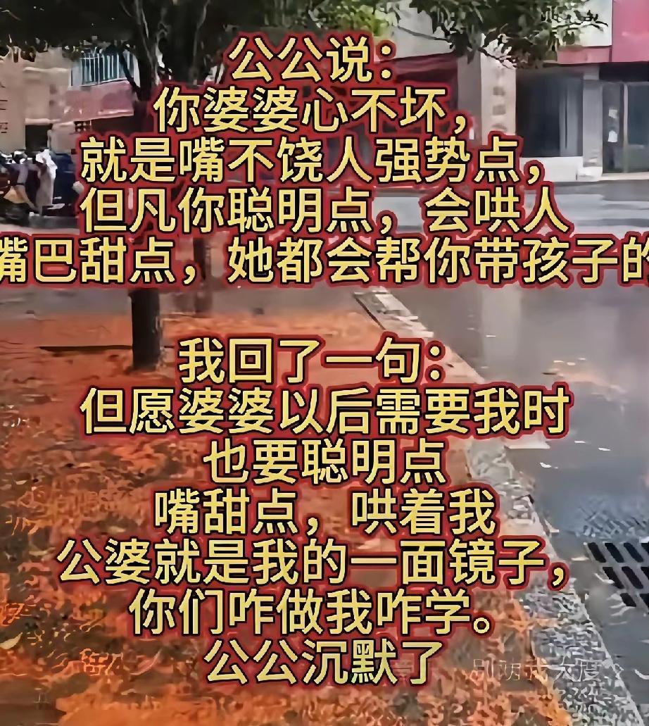 镜子的比喻非常恰当，公婆和儿媳，就是互相照镜子。