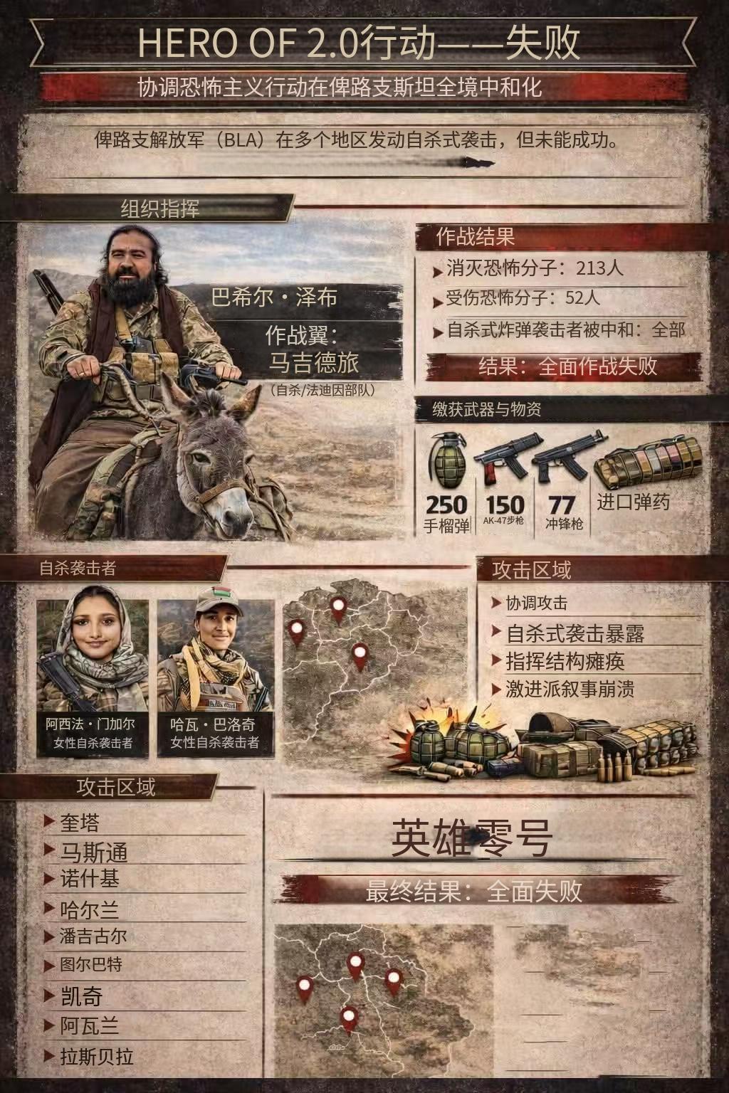 巴基斯坦取得罕见大捷，给中国人报仇了。一战击毙俾路支武装分子213人，打伤52人