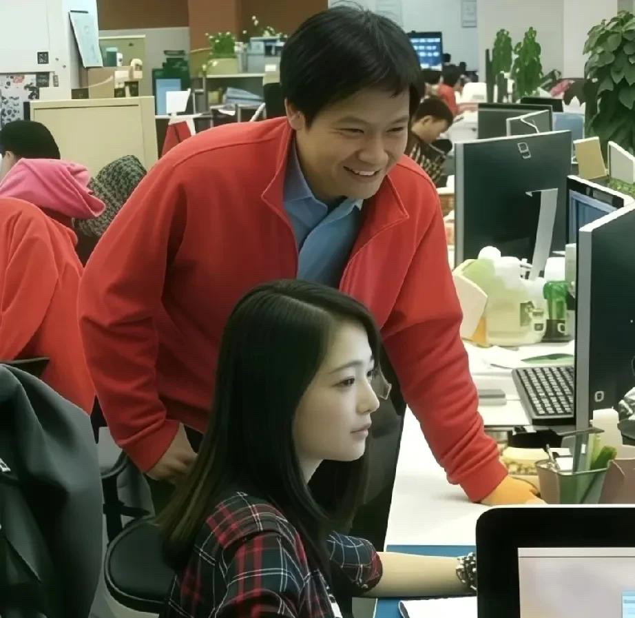 小米创业旧照背后的职场思考这是2014年，小米创业初期，雷军俯身查看员工工作时的一幕。（网传）坐着的