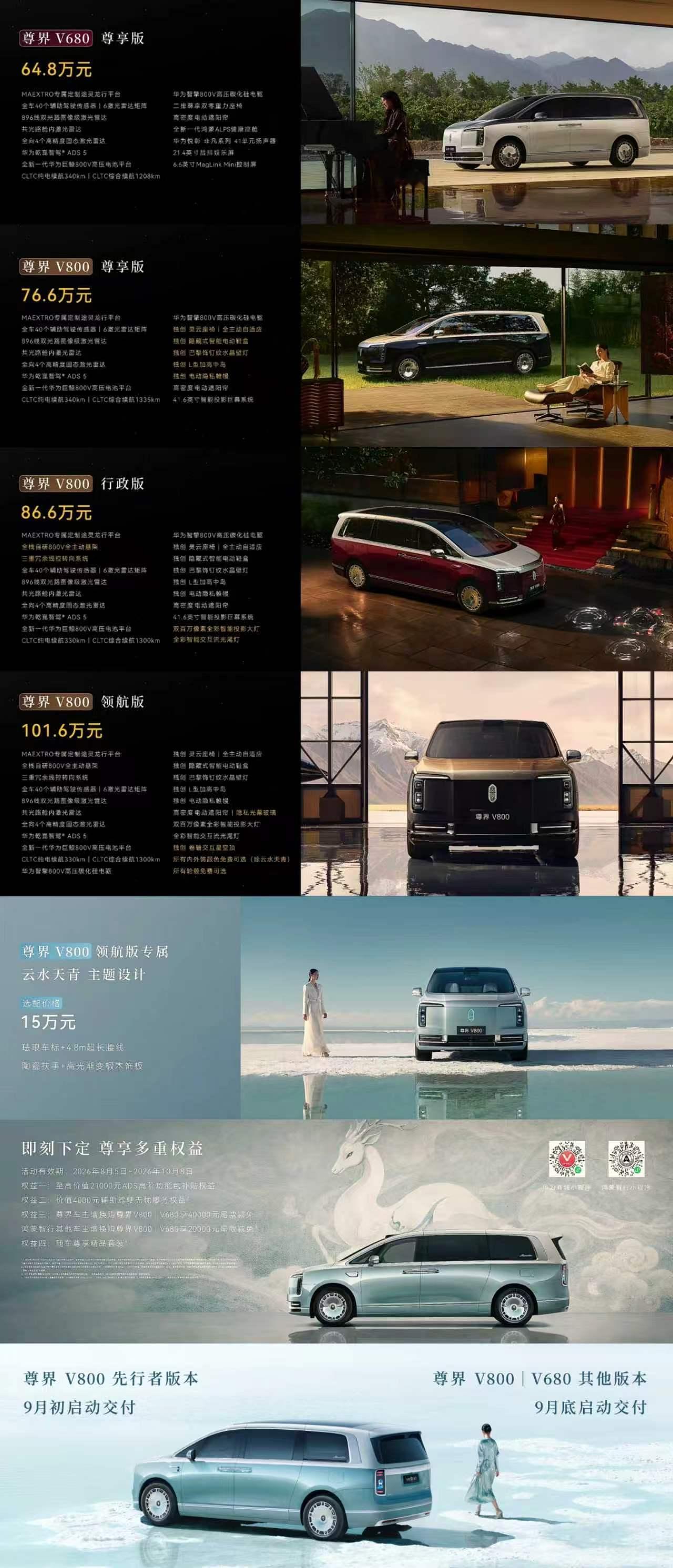 尊界MPV发布会正式收官，尊界V800和V680售价放出。还记得尊界S800稳稳