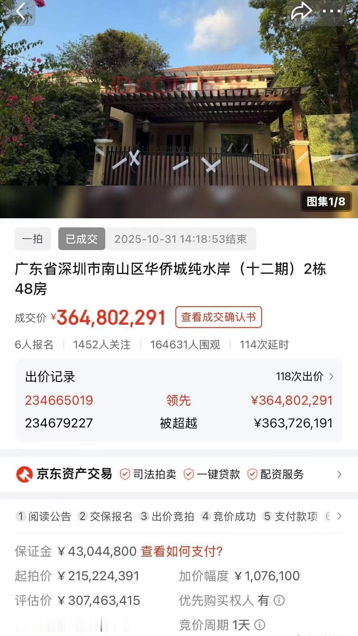 深圳一套房子卖了3.65亿，但别搞错了，这根本不是在卖房。这其实是在拍卖一件“