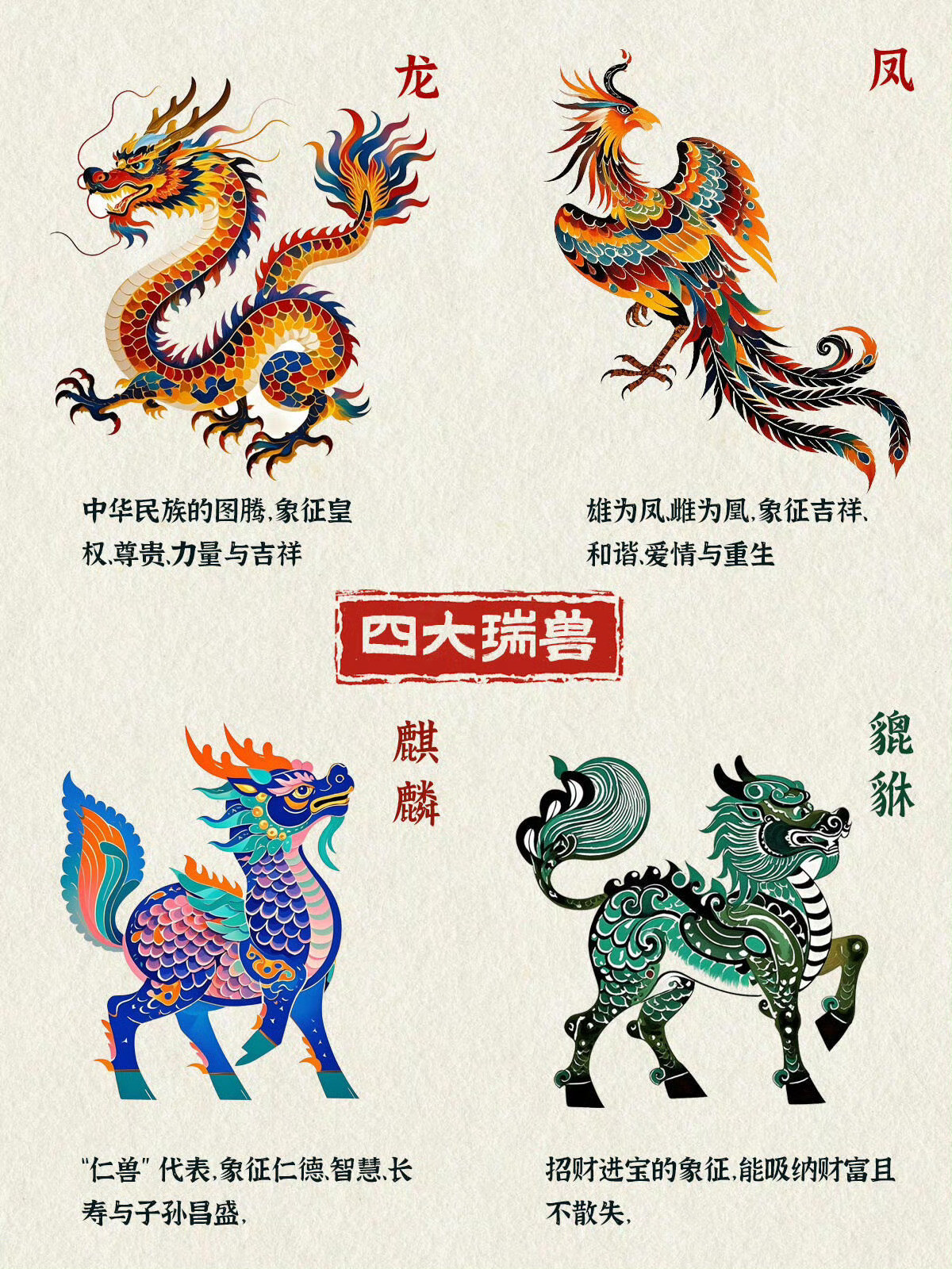 一定要收藏它！传说神秘四大神兽图鉴合集​​​