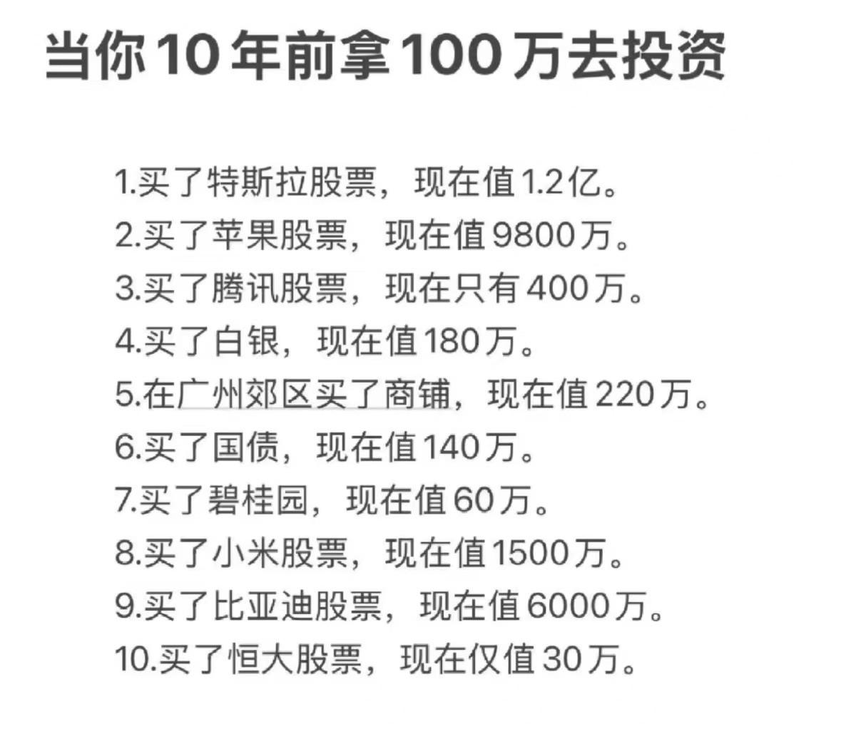 如果十年前我有100万​​​