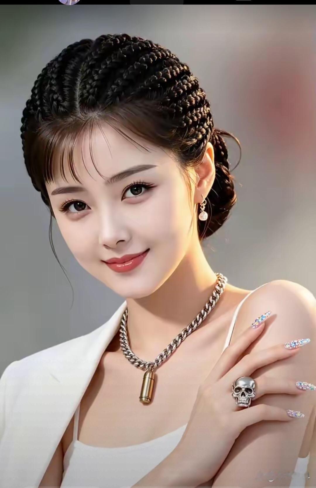 下联：风姿绰约黛眉柔。