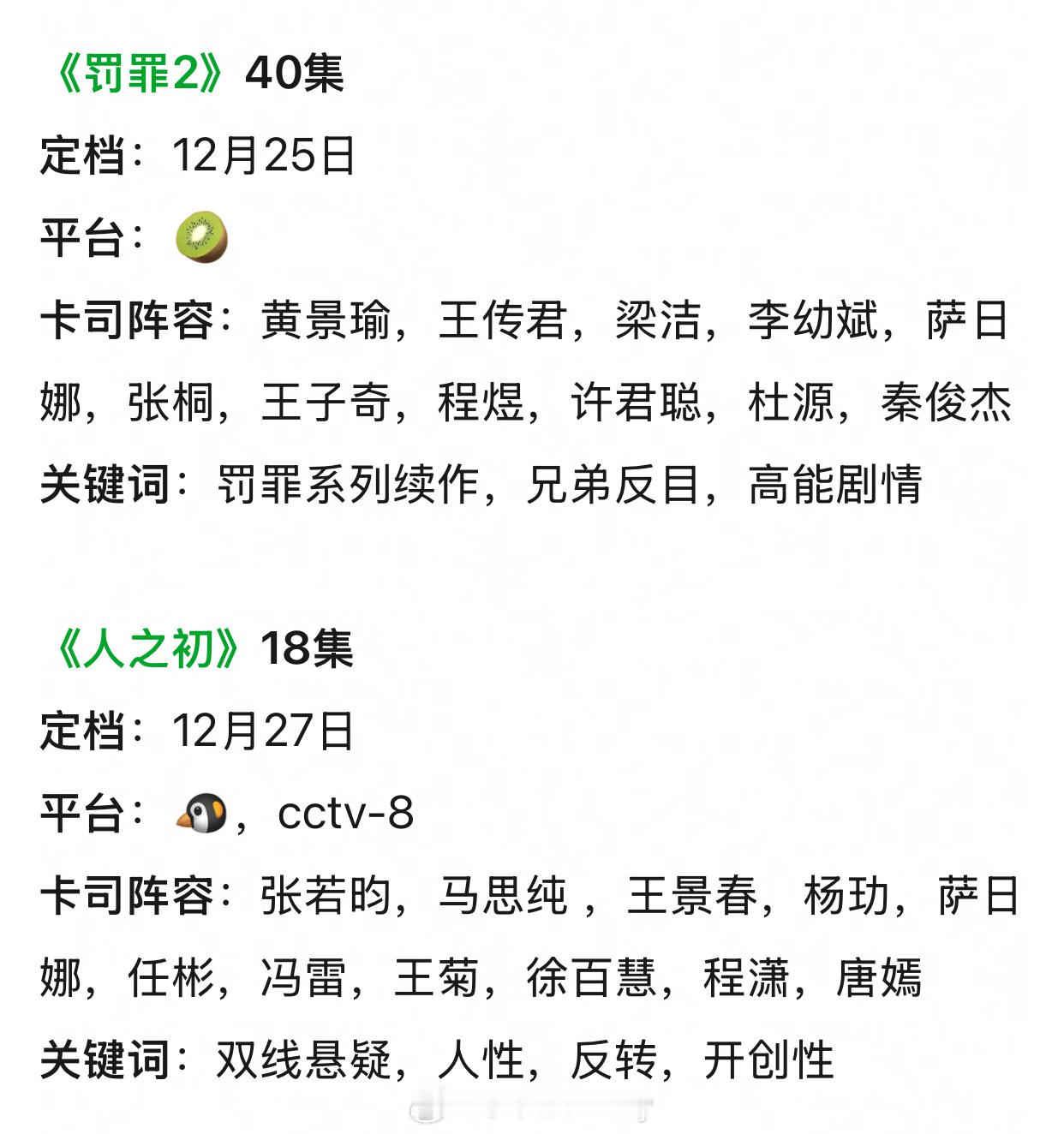 四部跨年刑侦悬疑剧罚罪2、人之初、风过留痕、剥茧