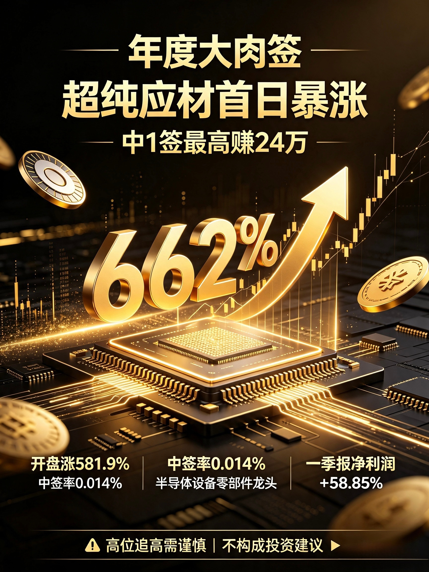 炸裂大肉签！新股暴涨662%！中1签最高狂赚24万，万里挑一！超级大肉签横空出世