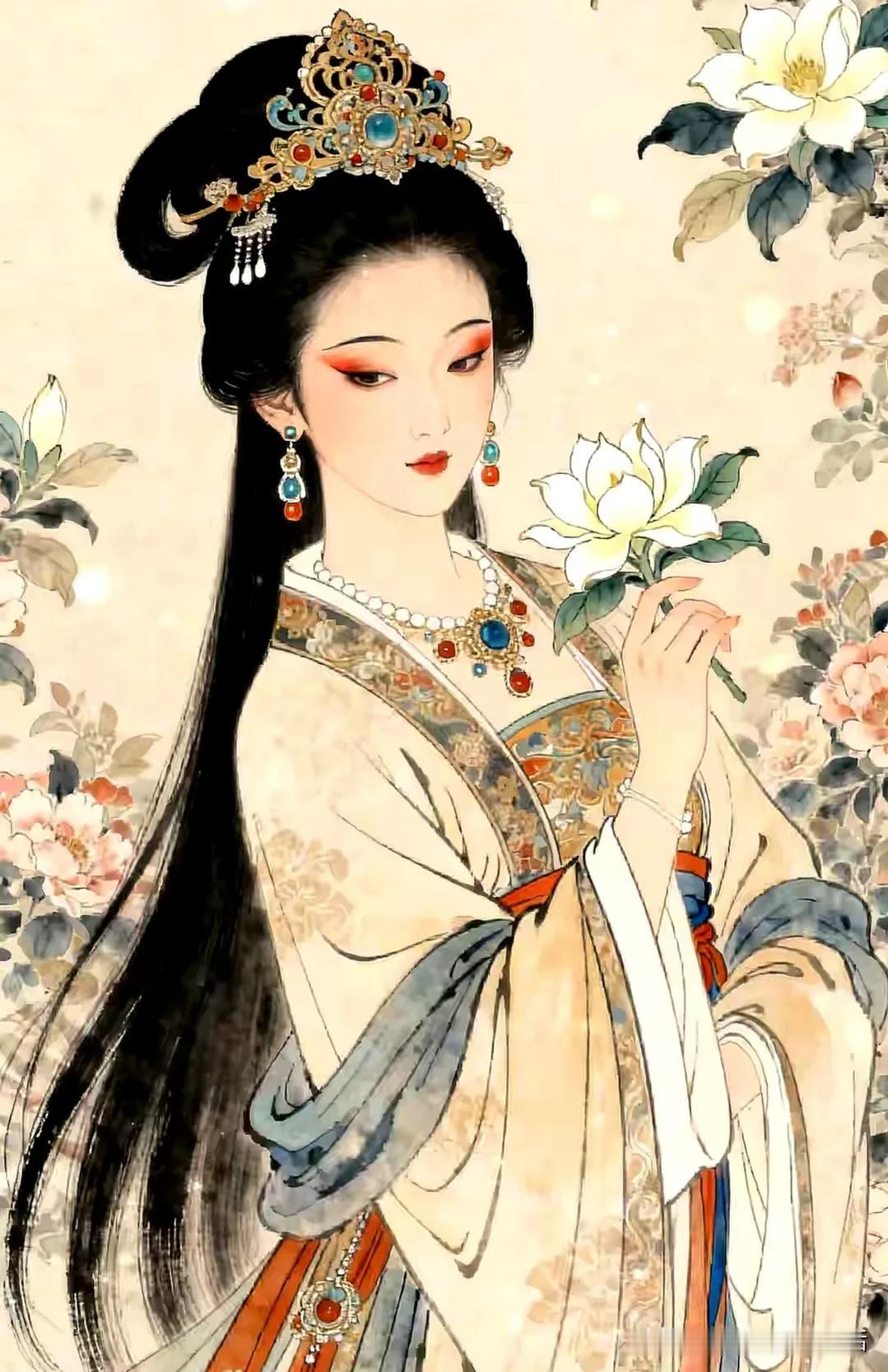 玉人花下立，红妆映月明。