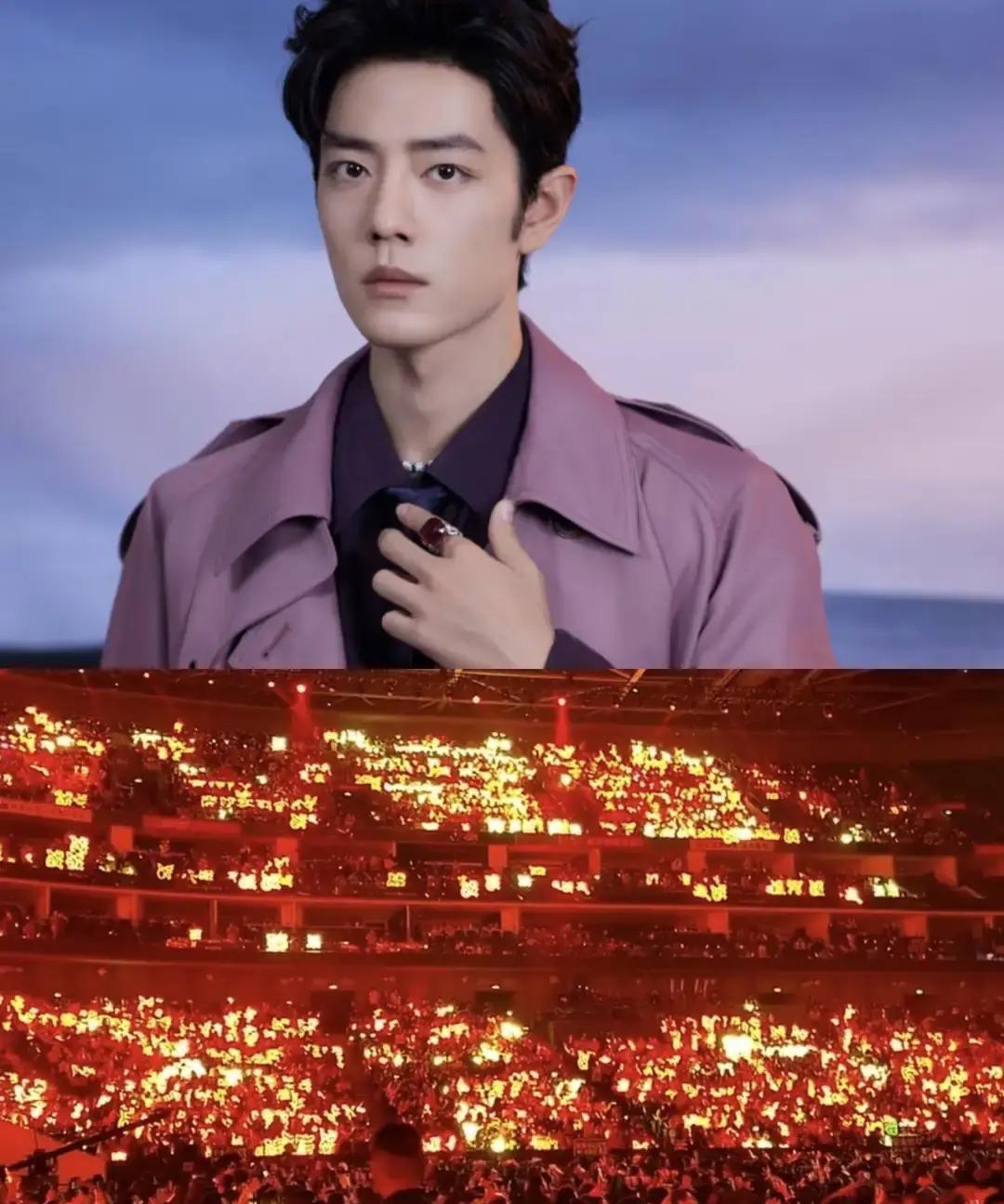 8秒红海刷屏，全场只剩肖战色那晚我坐在现场第一排，灯牌一亮，手机直接掉地上