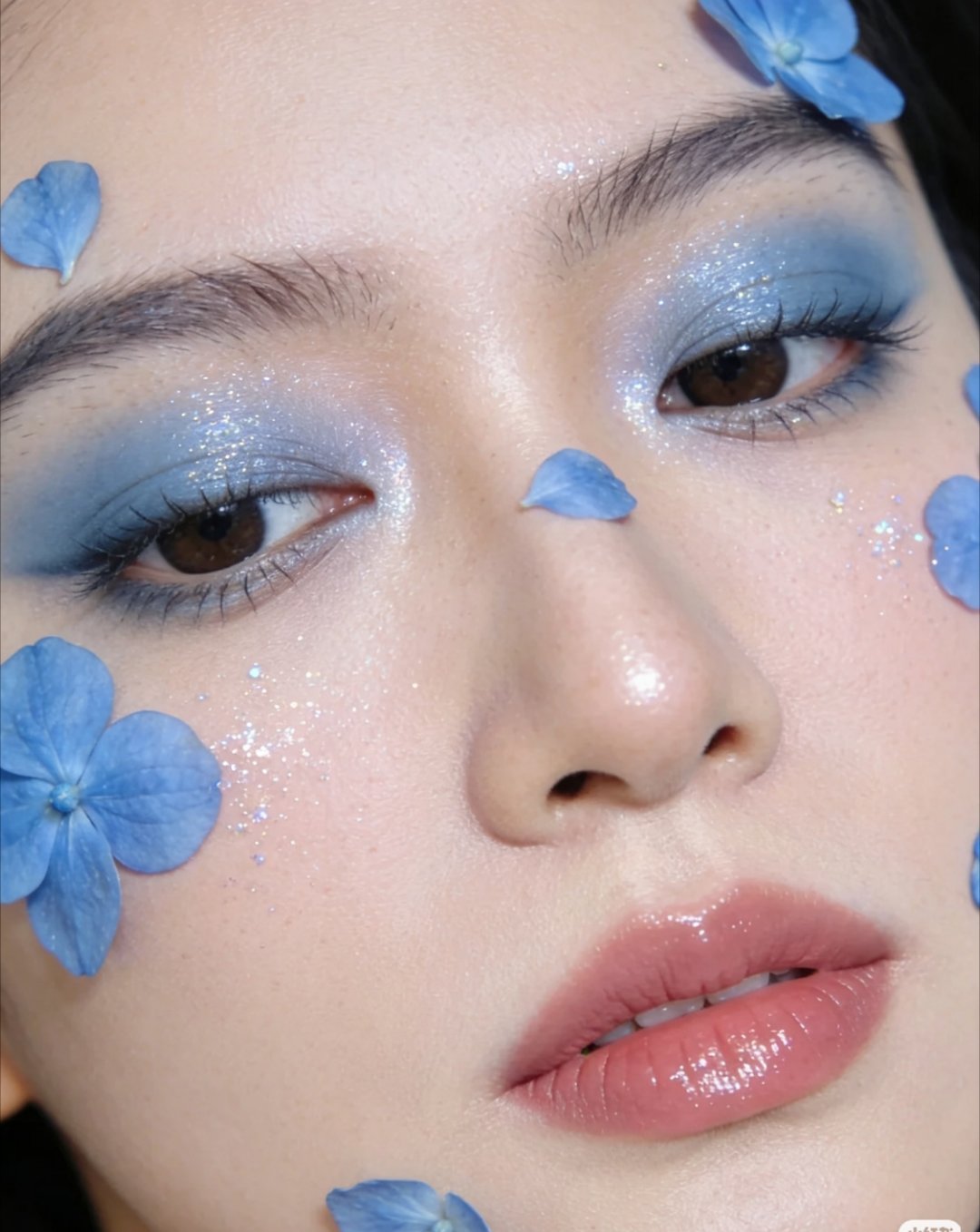 蓝色眼妆真没想象中难驾驭！点涂在下眼睑或者画条蓝色眼线，普通妆容立刻有亮点。谁说