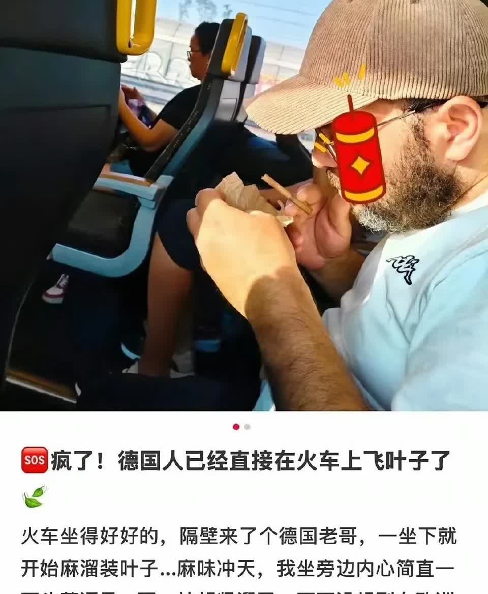 惊呆了，一位中国网友在德国坐火车，没想到邻座的一个哥们儿竟然堂而皇之的抽起了大麻