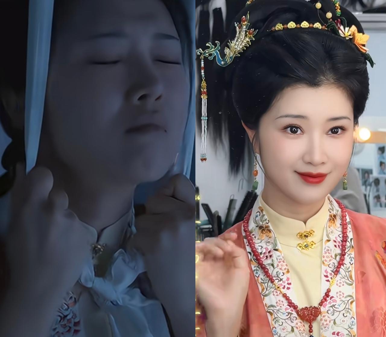 作为星二代，奚望低调又敬业。这次她和谭松韵又二搭了，演的沈家的女眷上吊，虽然台