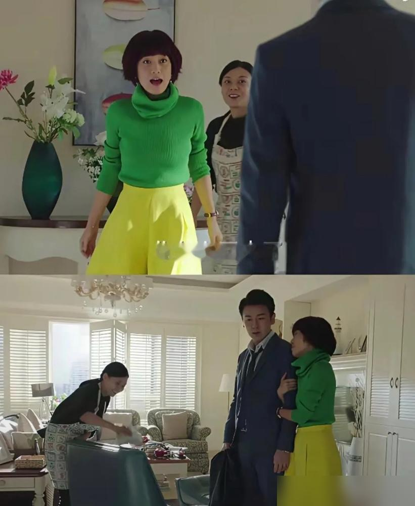 马伊琍拍《我的前半生》，那身红配绿、紫头发，是她自己跑去买的。全剧八成的衣服，都是她亲手挑的，专挑高