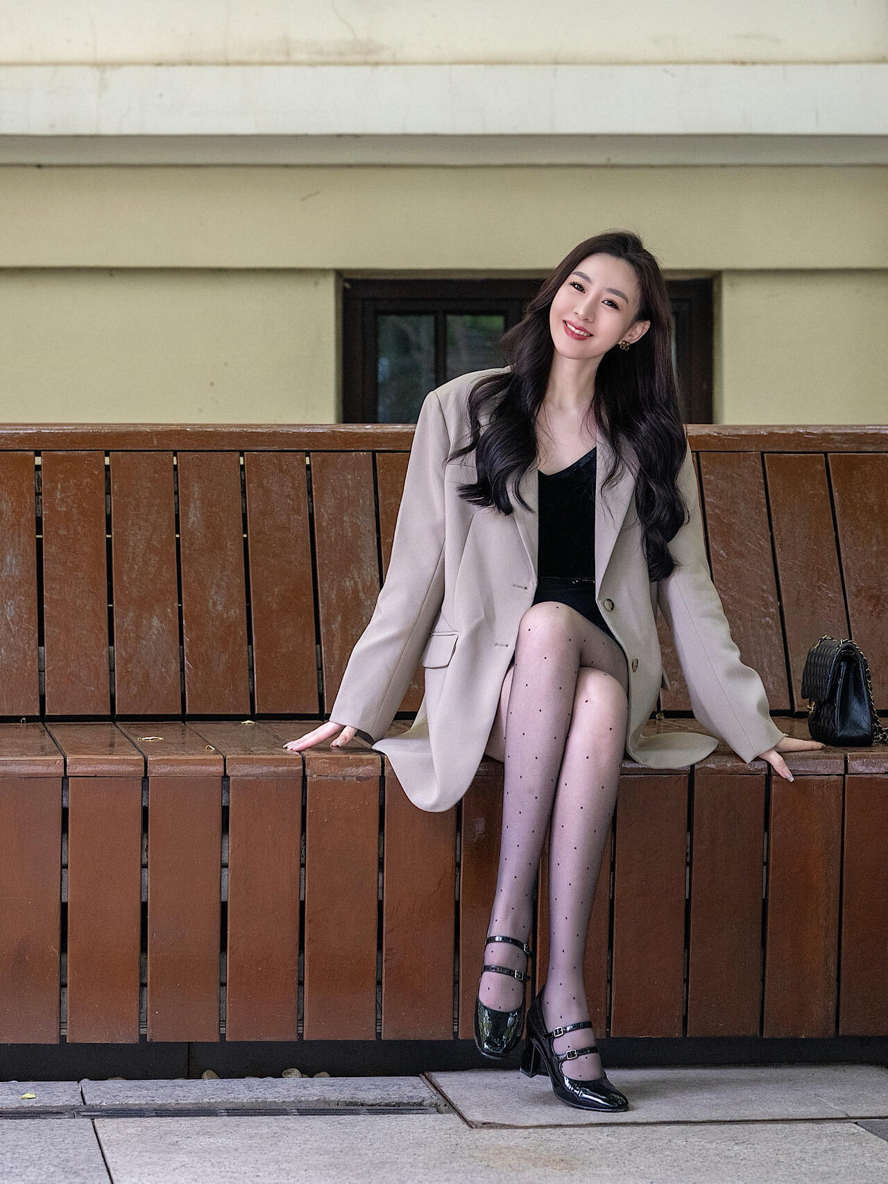 波点黑丝与法式玛丽珍🧶🍂