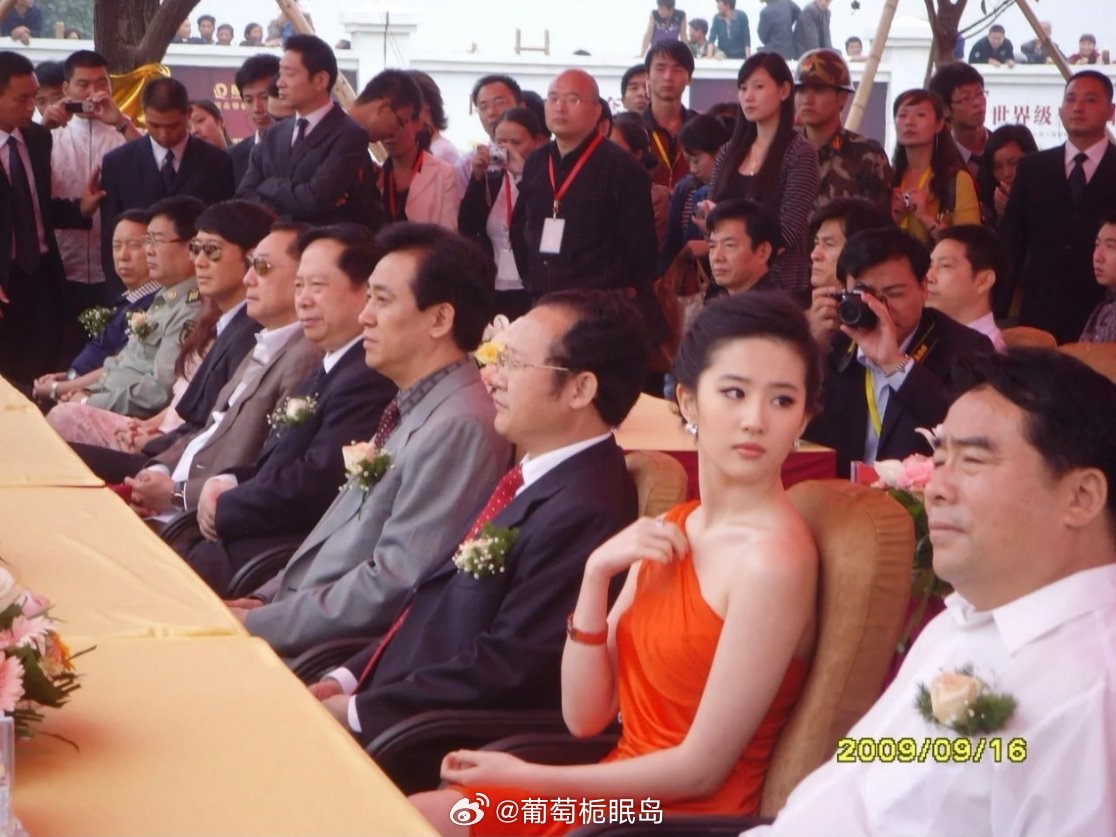当年，洛阳恒大绿洲楼盘开业剪彩典礼上的一幕，许老板与受邀的美女艺人们，那时候是房